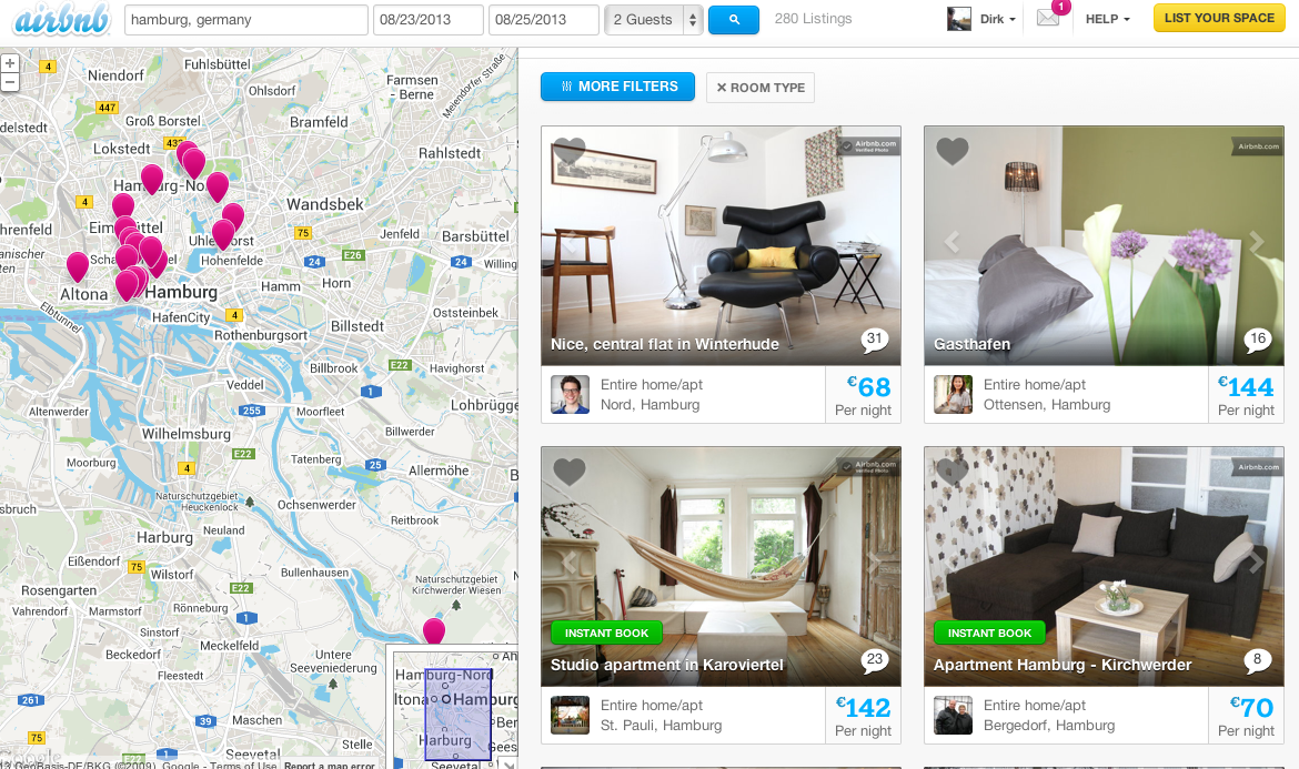 Airbnb: Wohnungen in Hamburg